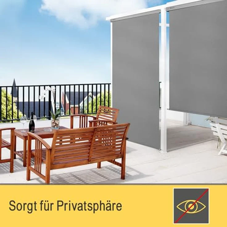 Sol Royal Senkrechtmarkise MS5, 140x250cm, grau, abnehmbare Handkurbel, wasserabweisender UV-Schutz 70-90% – Bild 8