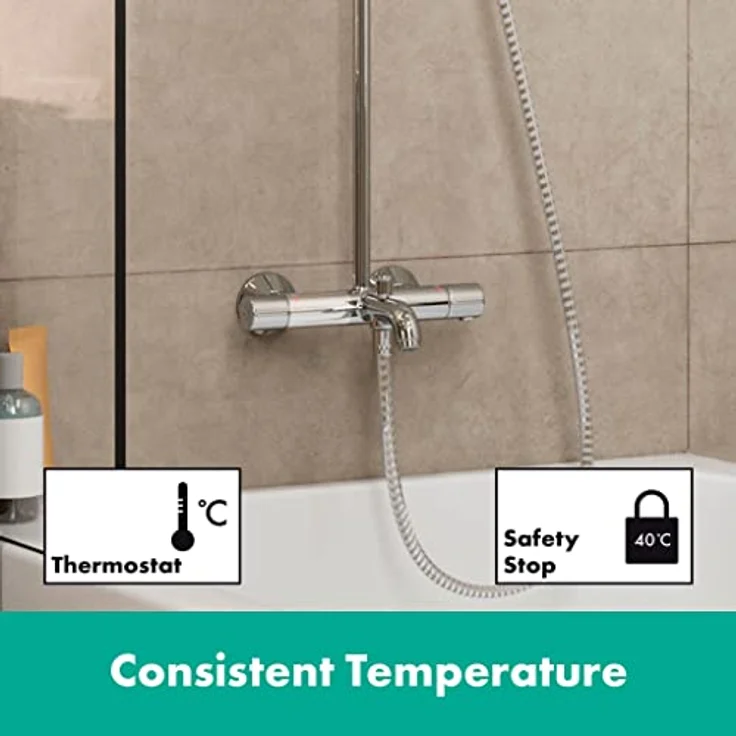 Hansgrohe Duschsystem Vernis Blend, 1 Strahlart(en), EcoSmart, Wannenthermostat, chrom – Bild 4