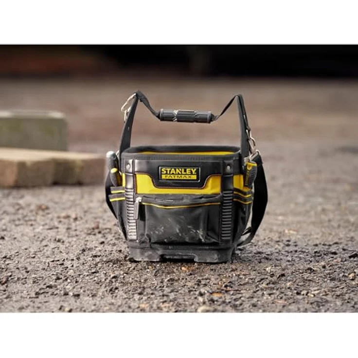 Stanley FatMax Werkzeugtasche - Transporttasche (29x29x38cm, robustes 600 Denier Nylon, ergonomischer Handgriff und Schultergurt, entnehmbare Teiler mit Gürtelclip, elastische Halterungen) 1-93-952 – Bild 5