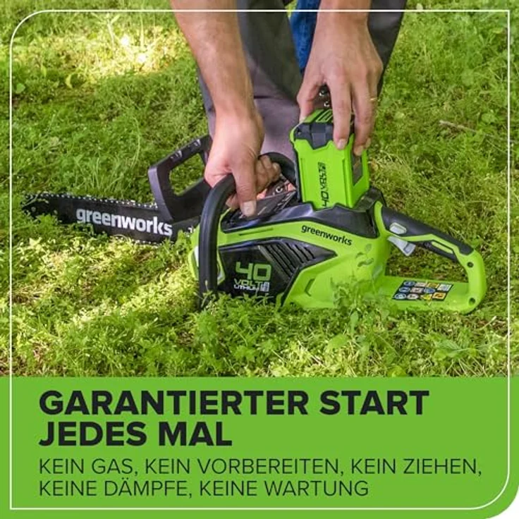 Greenworks Akku-Kettensäge GD40CS15K2x Li-Ion 40V 12 m s Kettengeschwindigkeit 35cm Schwertlänge 180 – Bild 8