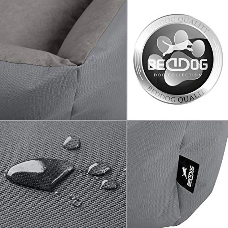BedDog Hundebett ZARA mit Rand, Bezug abnehmbar, körperunterstützend, pflegeleicht, 70x55 cm - Grau – Bild 4