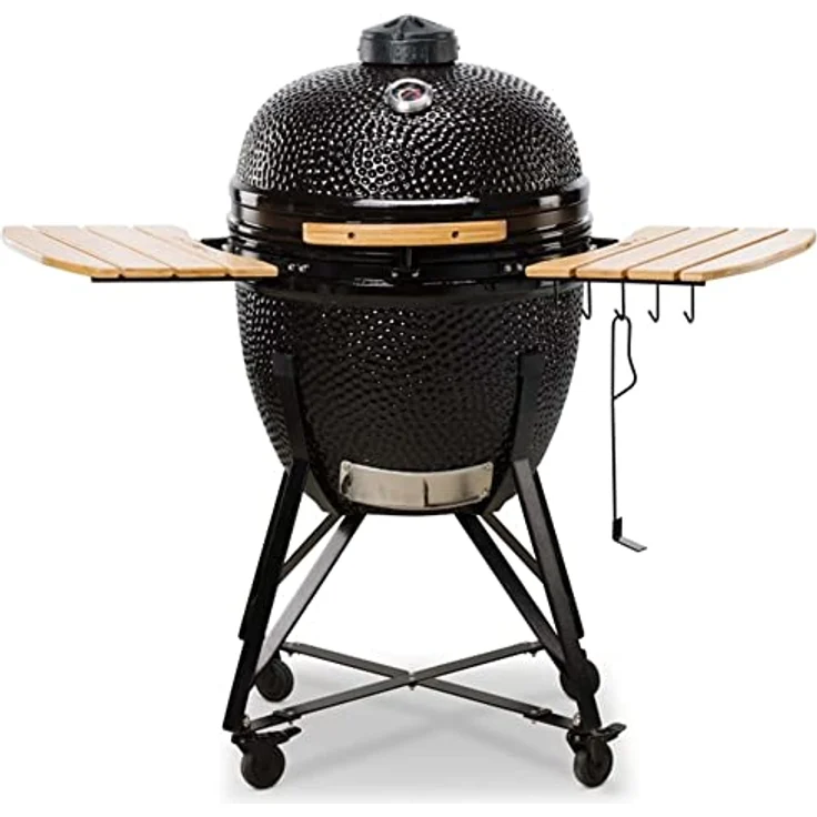Kamado BONO Kamado Bono Grande Schwarzer - Keramikgrill für Draußen - Kohlegrill mit Großer Wirkung - Perfekt für BBQ und Grillen, Ø 59cm - 10 zusätzliche Grillzubehör gratis Weihnachtsgeschenke – Bild 1