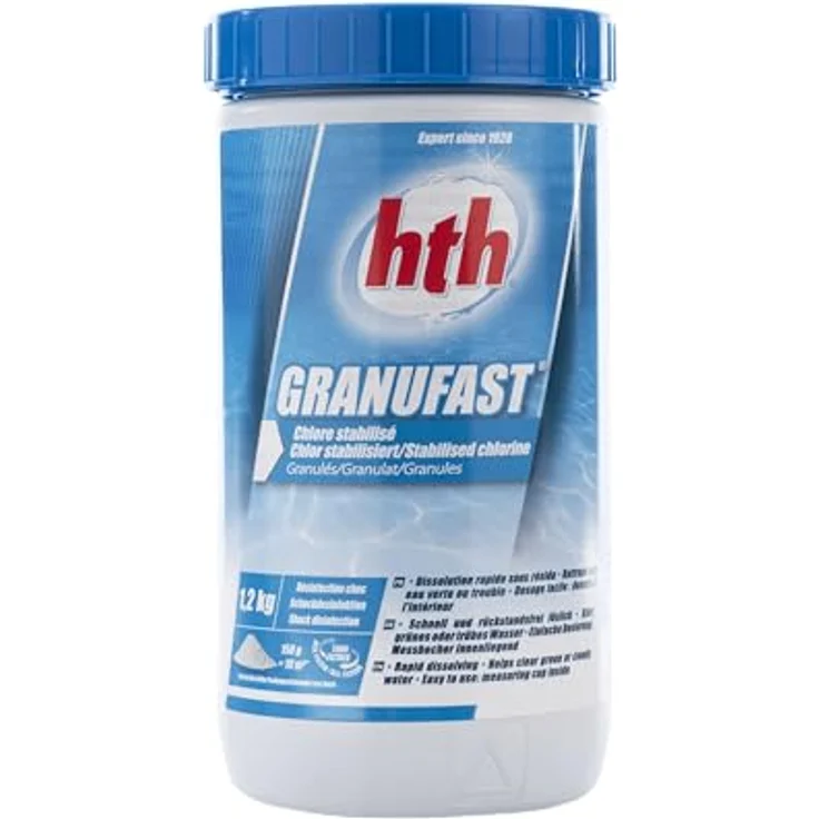hth GRANUFAST Chlorgranulat 1,2 kg, schnelllösliches Desinfektionsmittel mit 56% verfügbarem Chlor für effektive Schockchlorung – Bild 2