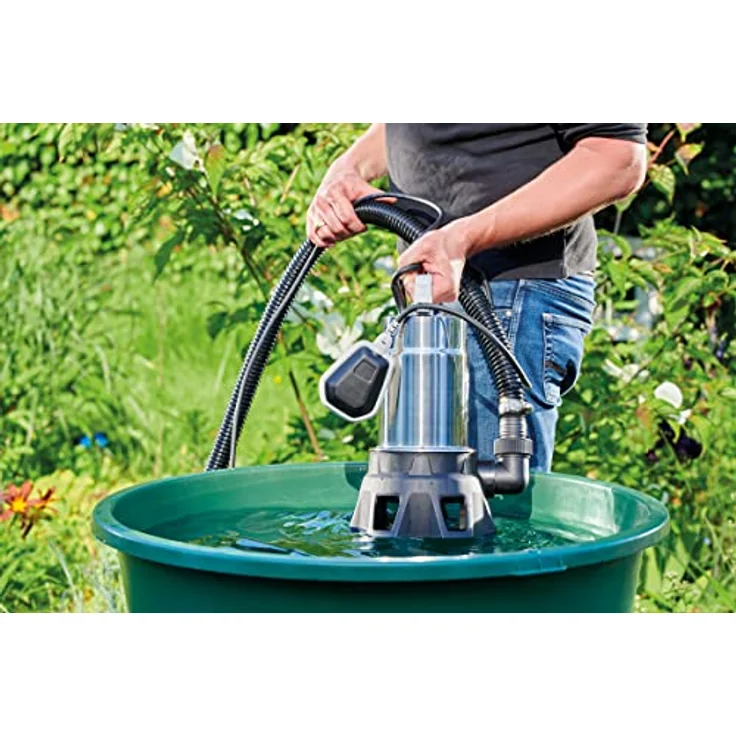 Pontec 87060 PondoDrain Mud 15000, grausilberne Entwässerungspumpe mit 500 W, für Baustellen, Teiche und Keller, Korngröße 25 mm, 230 V – Bild 5