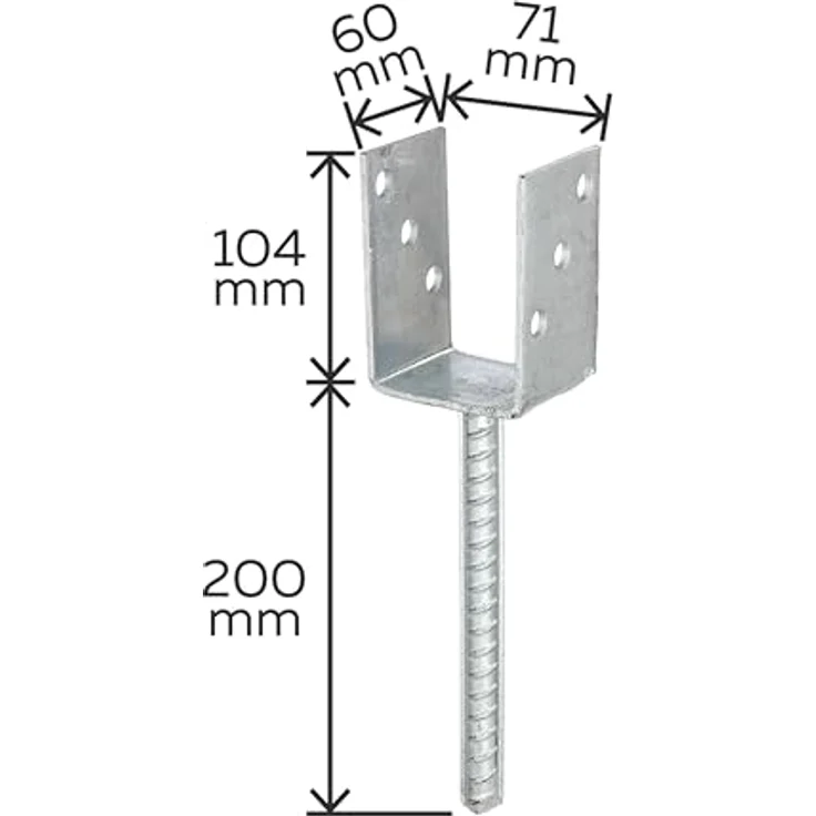 U-Pfostenträger ETA-10/0210 71x100x200x60mm TZN m.Betonanker a.Riffelstahl GAH – Bild 3