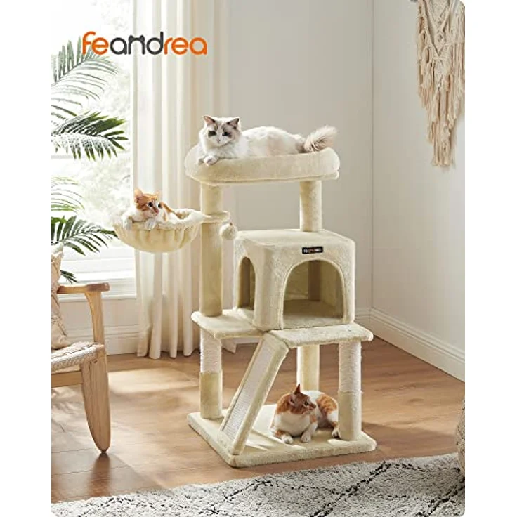 Feandrea Kratzbaum, Katzenbaum mit großer Plattform, beige PCT51M – Bild 2