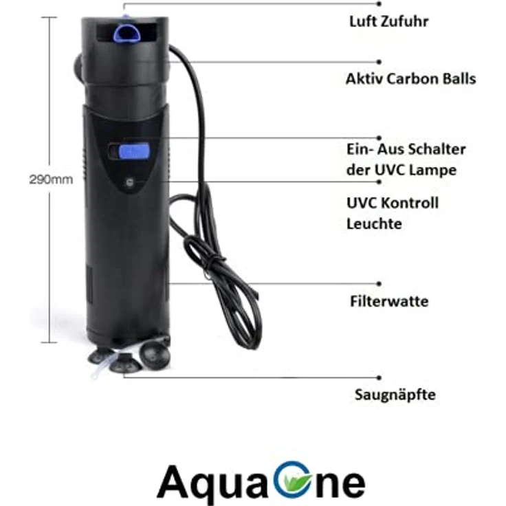 CUP-807 Aquarium Innenfilter inkl. 7 Watt UVC Klärer 700 L-h bis 500l Aquarien – Bild 4