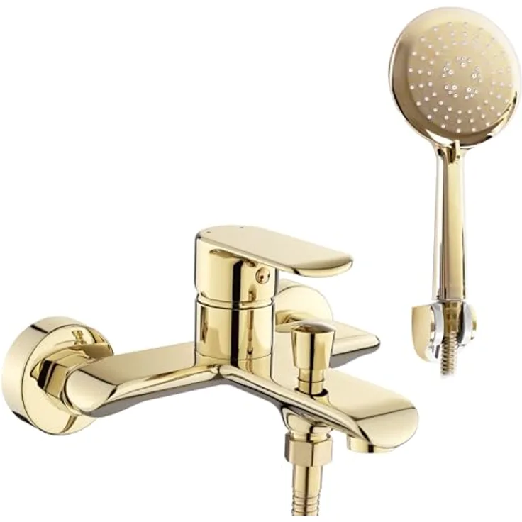 wohnwerk.idee Wannenarmatur Badewannenarmatur, Hochwertiges Design in Weiß, Schwarz und Gold, kratz- und fleckenresistente Oberfläche