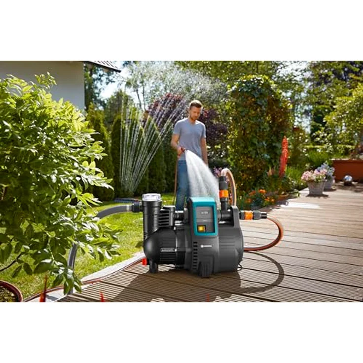 GARDENA Hauswasserautomat 4000-5E: EnergiEsparende Hauswasser- und Bewässerungspumpe mit innovativer Technik, einfache Bedienung, Fördermenge 4000 l/h, geräuscharmer Betrieb (1758-20) Hauswasserwerk 45 / 4,5 m 4,5 bar Ansaughöhe 8 m – Bild 6