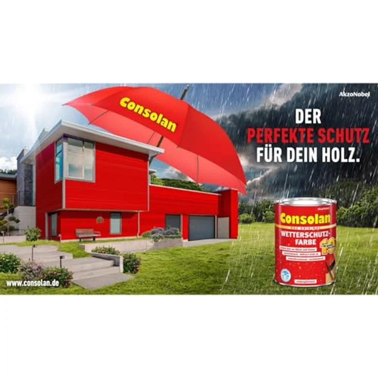 Consolan Holzschutzlasur Wetterschutz-Farbe, 0,75 L, galeriegrau, wetterfest und seidenglänzend – Bild 6