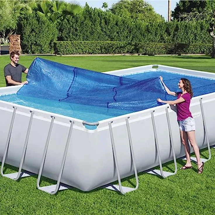 Bestway Flowclear Solarabdeckplane 703 x 336 cm, für eckige 640 x 274 cm und 732 x 366 cm Power Steel Pools, blau – Bild 2