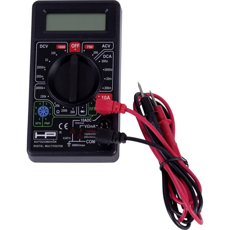 HP-AUTOZUBEHÖR Multimeter Multimeter, digitales Spannungsprüfgerät mit AC/DC-Messung, Batterieprüfung und Diodentest