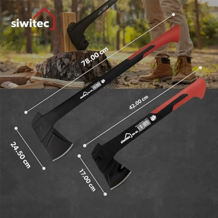 siwitec Axt Set 800 & 2500 Gramm Kopfgewicht | Spaltaxt für Holz | Axt zum Holz spalten |Spaltaxt | Beil Axt | Camping & Survival Axt – Bild 2