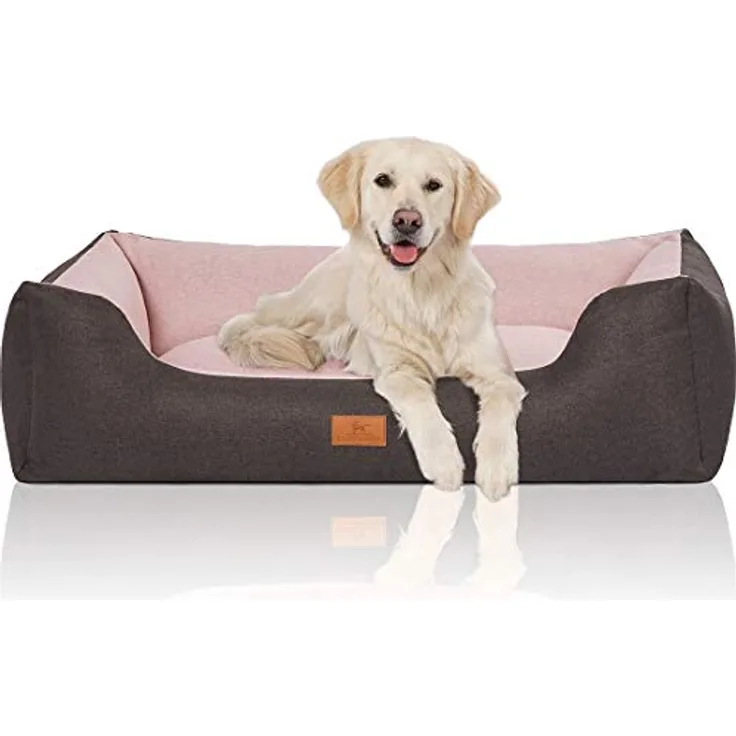 Knuffelwuff 14096-008 Hundebett Hundekörbchen Hundesofa Hundekissen Hundekorb Bezug Waschbar Grosse Hunde Xxl Luke Schwarz-Rosa