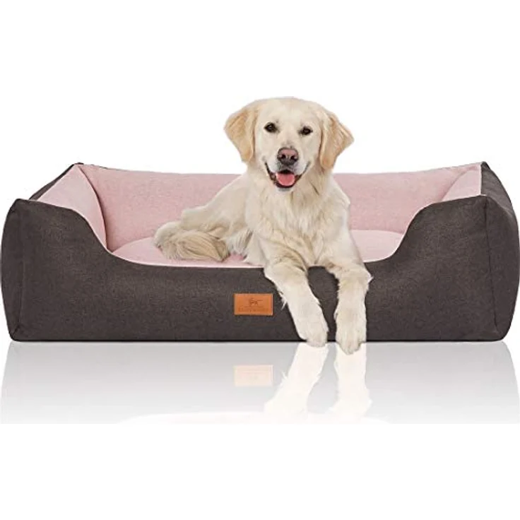 Knuffelwuff 14096-008 Hundebett Hundekörbchen Hundesofa Hundekissen Hundekorb Bezug Waschbar Grosse Hunde Xxl Luke Schwarz-Rosa – Bild 1