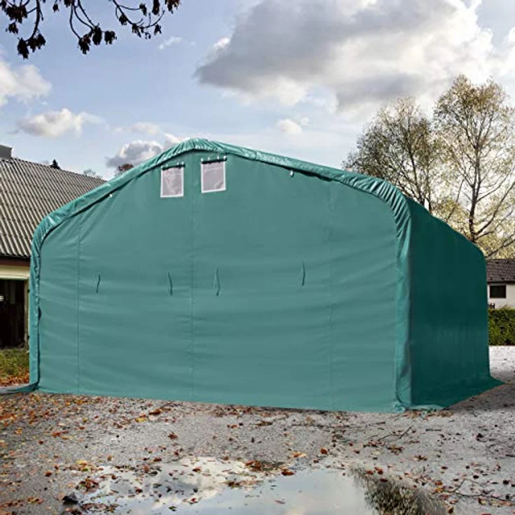 TOOLPORT Wikinger Zeltgarage 6x6 m, stabile Lagerzelt-Carport für Boote, Wohnmobile und Traktoren, grün, mit 4,1x2,9 m Torgröße – Bild 2