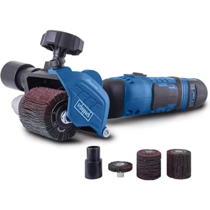 Scheppach Universal-Renovierungsschleifer MRS500, Schleifmaschine mit 300W Leistung, variable Drehzahl 1600-3200 min-1, Schleifbreite 10 mm/60 mm, inkl. 3 Fächerbürsten und Adapter – Bild 1