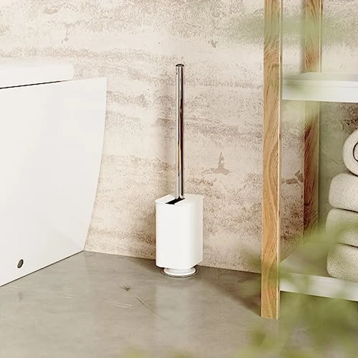 Umbra Flex Toilettenbürste mit Halterung zum Kleben für Wand- und Bodenanbringung, Weiss – Bild 3