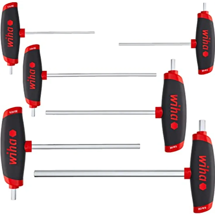 Wiha Sechskant Winkelschraubendreher-Set, 6-teilig, 2.5 mm bis 8.0 mm, ComfortGrip mit Seitenabtrieb, ergonomisch gestaltet