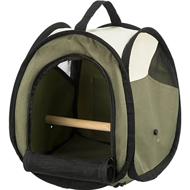 Trixie Transporttasche für Ziervögel, 27 × 32 × 27 cm, beige/olivgrün - 5906 – Bild 1