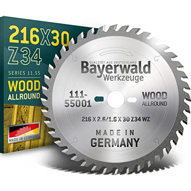 Bayerwald Werkzeuge HM Kreissägeblatt - 216 x 2.6/1.6 x 30 | Wechselzahn (34 Zähne) | Für Bosch GTS 635-216