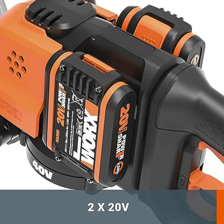 WORX WG284E.9 40V (2x20V) Elektro Dual Schnittklingen für gleichmäßige Schnitte Inkl. Schutzköcher Heckenschere ohne Akku & Ladestation – Bild 4