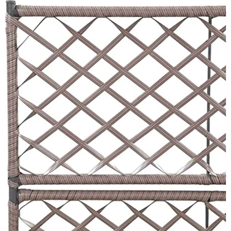 vidaXL Hochbeet mit Rankgitter 2 Töpfe 58×30×107cm Poly Rattan Braun – Bild 4