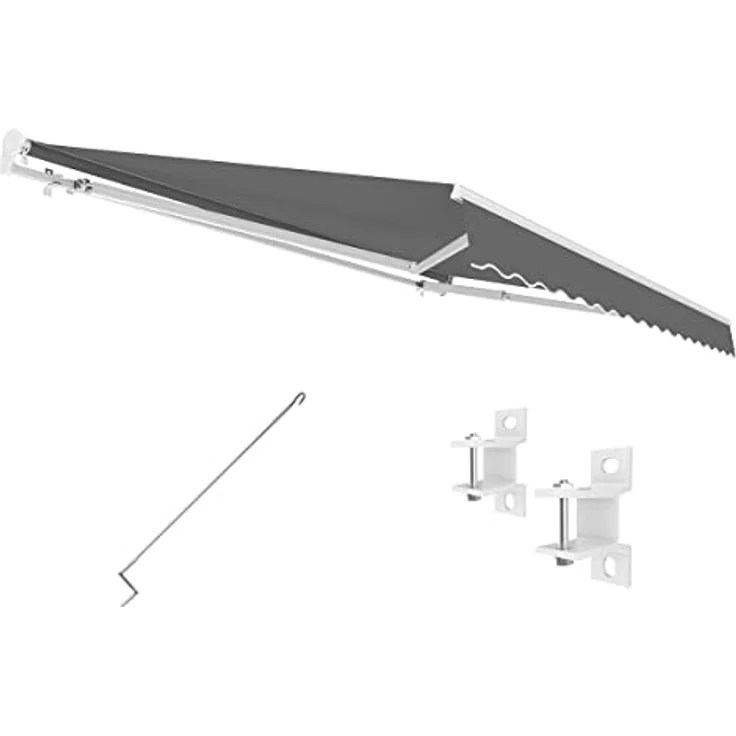 Eclipse Kassettenmarkise Halbkassette Gelenkarm Sonnenschutz Markise Sonnenmarkise Balkonmarkise 3x2,5m Grau 280g/m² Polyester UV-Schutz 50+ – Bild 1