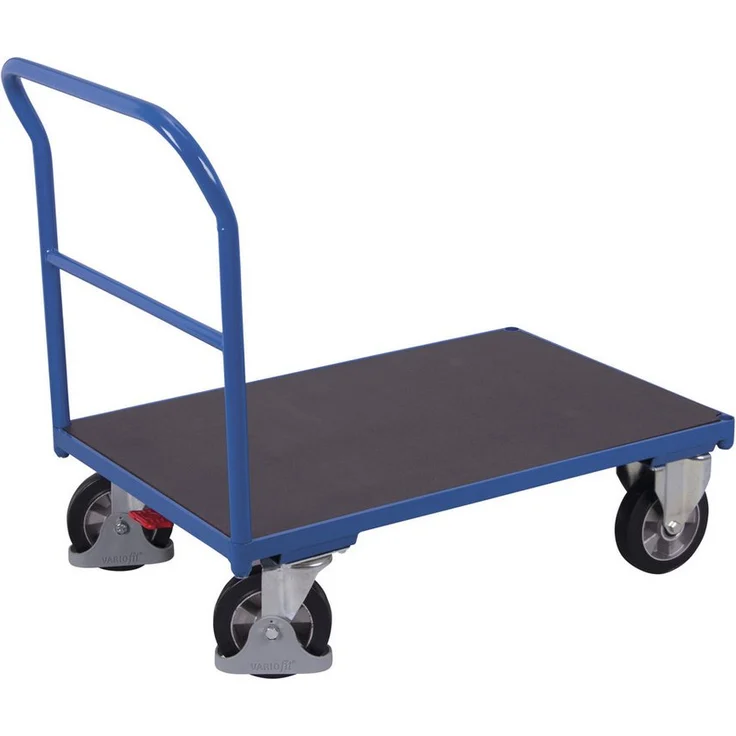 CORDES Transportwagen VARIOfit Schiebebügelwagen, 1000 kg Traglast, Siebdruckplatte 1.025 x 700 mm, enzianblau