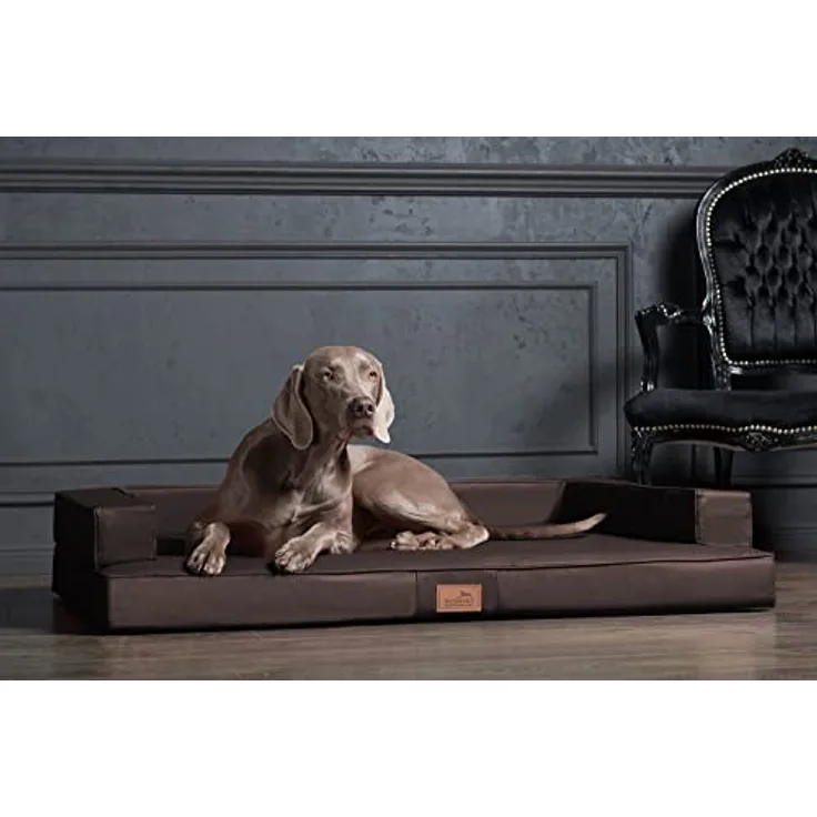 tierlando® Orthopädisches Design Hundesofa Gibson VISCO Kunstleder kubische Form (GI3- M 80cm, 01 Braun)