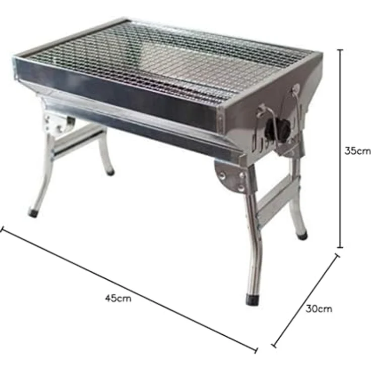 Schaschlik Grill Angler Edelstahl Mangal mit klappbaren Beinen Anglergrill – Bild 3