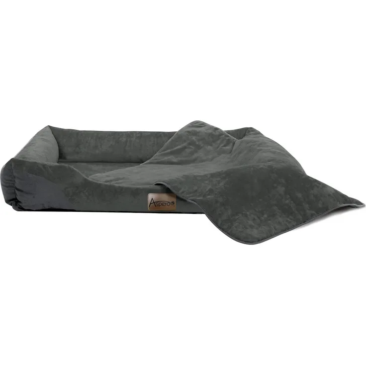 Aspero Tierbett Hundebett und Hundedecke Hanko und Lund, 50 % Baumwolle, 50 % Polyester, Tierbett mit Einstiegsvertiefung, weiches Haustierbett inklusive Decke, kuscheliges Innenmaterial, waschmaschinengeeignet bis 95° C - Aspero Tier-Schlafplätze