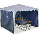 Relaxdays Seitenteile für Pavillon, 3er Set, 2x3 m, wasserdicht, mit Klettverschluss, PE, ohne Fenster, dunkelblau