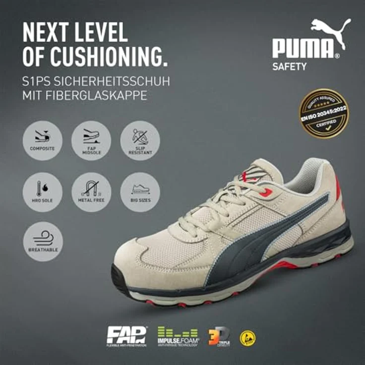 PUMA Safety VANTI GREY LOW Arbeitsschuh, Innovative IMPULSE.FOAM® Zwischensohle mit Anti-Figue Technologie – Bild 3