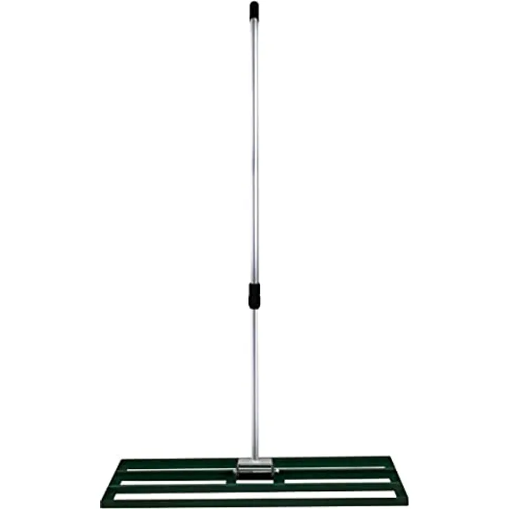 Rasenrakel 100cm x 32cm Levelingrake Rasen Rake Rakel zum Sanden Stahl Grün Flächenebener Verzinkter Stahl 1,2 – 1,9m Verlängerbarer Griff Golf Garten Werkzeug Gras Erde Kunstrasen Kompost Kopfdüngung