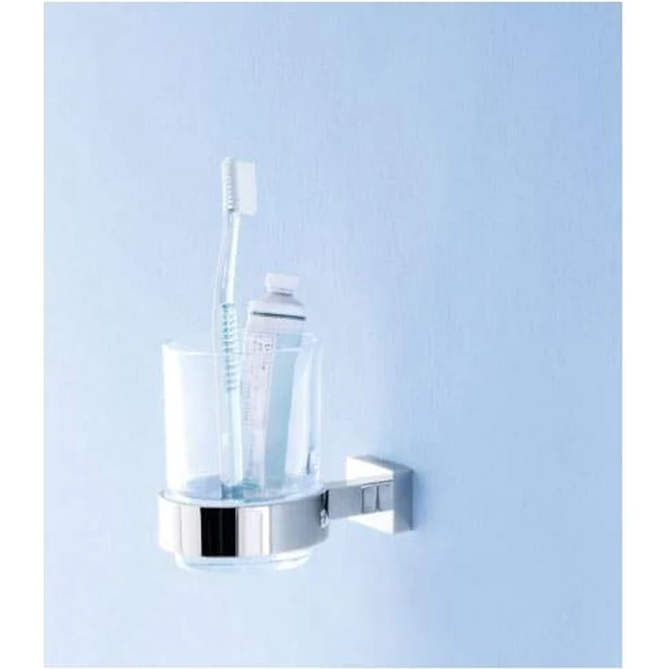 GROHE Essentials Cube | Badaccessoires - Glas mit Halter | 40755001, Silber – Bild 3