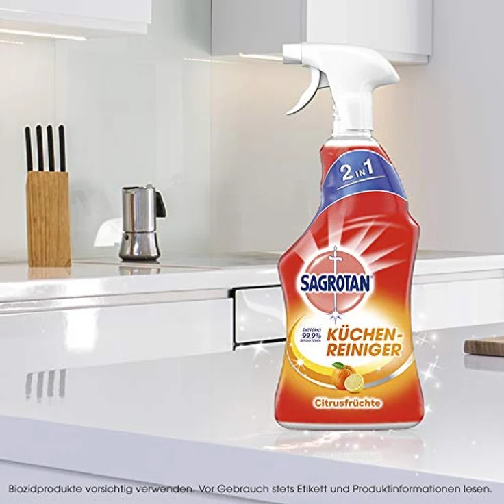 SAGROTAN Küchen-Allzweckreiniger Zitrone, 750ml Sprühflasche mit Desinfektionsmittel für hygienische Sauberkeit – Bild 6
