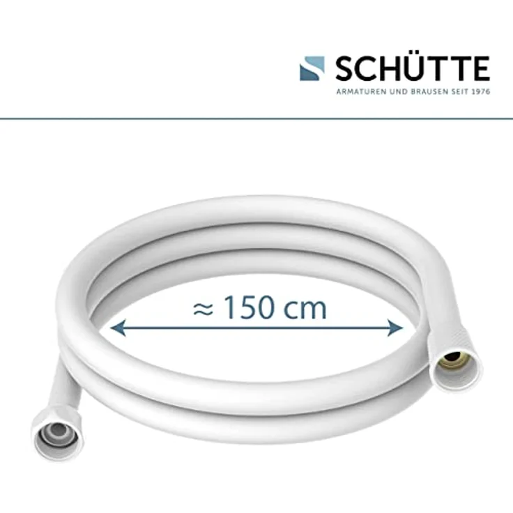 SCHÜTTE 63878 1,5m | Brauseschlauch mit Verdrehschutz Dusche mit 150cm Länge aus Kunststoff | Duschkopf-Schlauch mit Universalanschluss | Weiß Duschschlauch – Bild 5