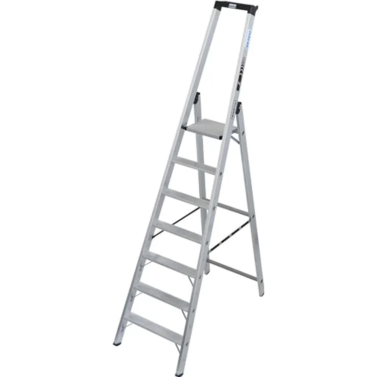 KRAUSE Schwerlast-Stehleiter, einseitig begehbar, bis 225 kg, 7 Stufen inkl. Plattform, mit Sicherheitsbügel und D-Stufen – Bild 1