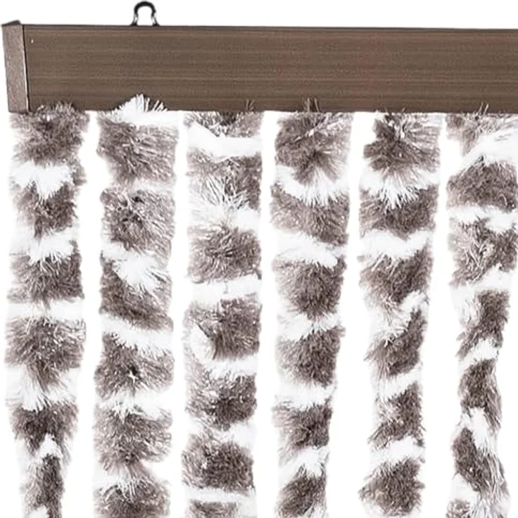 vidaXL Fliegenvorhang, Insektenschutz für Haus Mobilheim Wohnwagen, Geräuscharm, Pflegeleicht, Multifunktional, Taupe Weiß Chenille – Bild 4