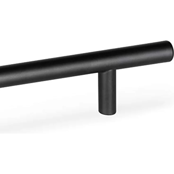 Emuca Möbelgriff, 192 mm Achsabstand, 256 mm Länge, hohler Edelstahl, schwarz, 10 Stück – Bild 3