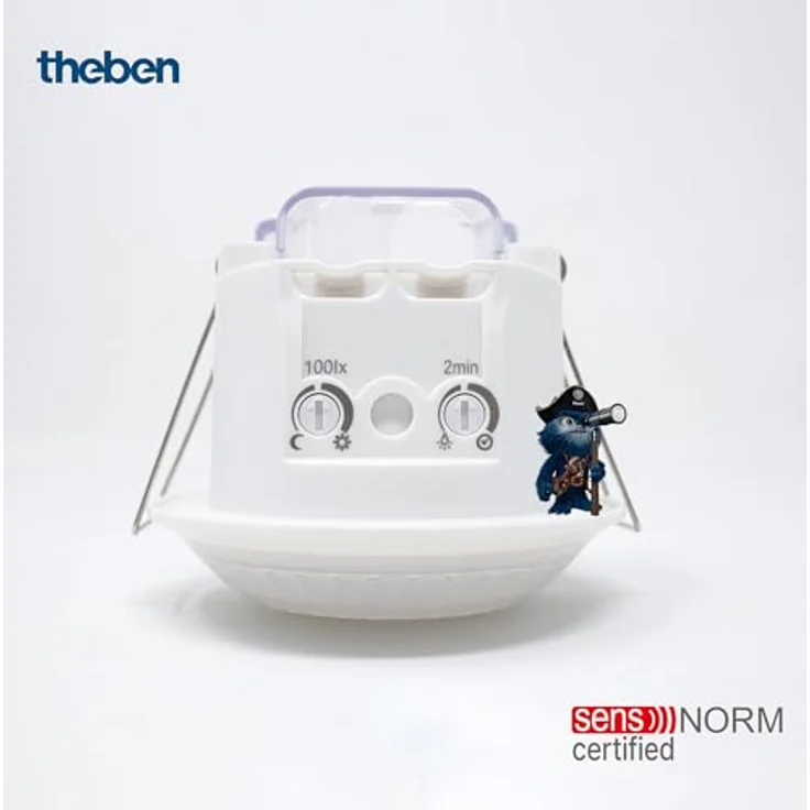 Theben 1030200 PIRA T8 DE, Bewegungsmelder für Innenbereich, 200 W LED, 360° Erfassungsbereich, Ø 8 m, Nachlaufzeit 5 s - 15 min, Deckeneinbau – Bild 3
