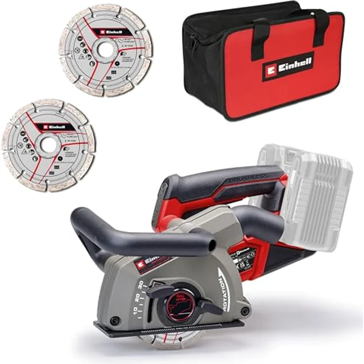Einhell Mauernutfräse TP-MA 36/30 Li BL - Solo, 2 Diamant-Trennscheiben, Tragetasche, ohne Akku und Ladegerät – Bild 1