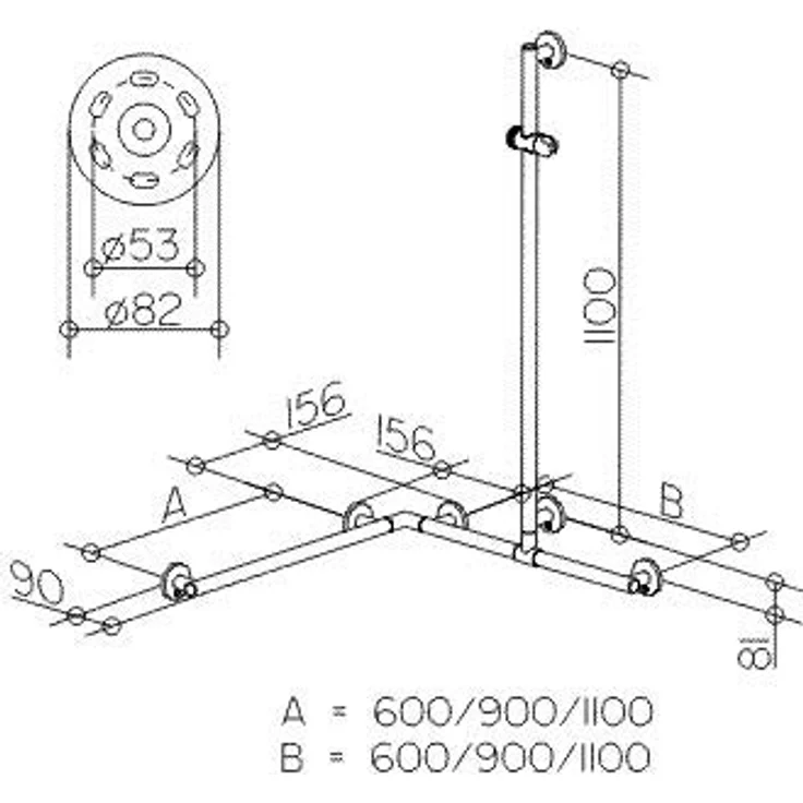 Keuco Möbelgriff Duschhandlauf PLAN CARE m Bsta 797/797/1263mm Alu sil-elo/verchr - Rechts/Links verwendbar, Belastbarkeit 115 kg, Alu Silber-Elo/Verchromt – Bild 2