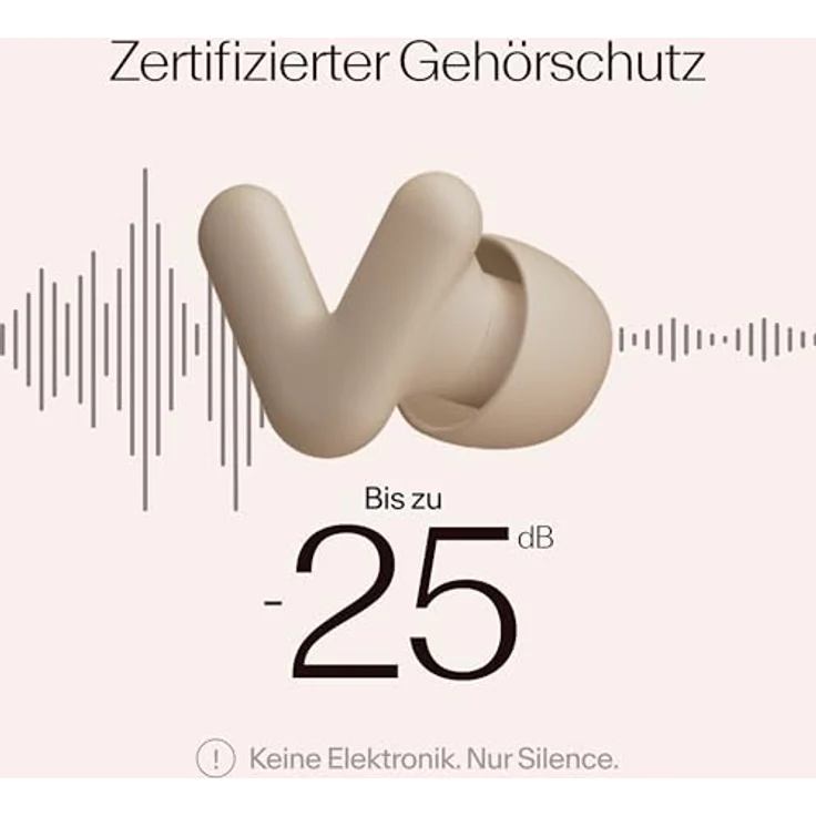 Alpine Silence Ohrstöpsel, Ultrakomfortabler Gehörschutz mit V-Form und weichen Stöpseln in XS/S/M/L, Beige – Bild 3