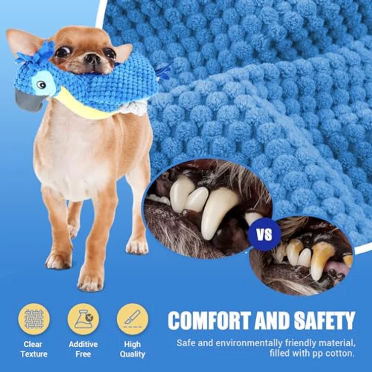 ROSAUI Hundespielzeug, Hundespielzeug für große Welpen und kleine bis mittelgroße Hunde, Kuscheltier für Hunde, Quietschendes Hundespielzeug mit Knisterpapier, Plüschspielzeug für Hundegeschenke – Bild 4