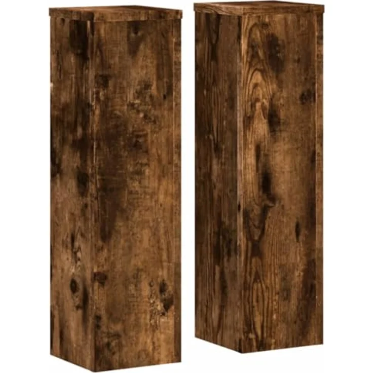 vidaXL Blumenständer 2 Stk. Räuchereiche 17x17x60 cm Holzwerkstoff (2 St) - Stabile Oberplatte, Zeitloses Design, Max. Belastbarkeit 50 kg – Bild 2