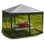 Relaxdays Moskitonetz für 3 x 3 m Pavillon, 2 Seitenteile, mit Reißverschluss, Klettband, 12 m XL Mückennetz, schwarz