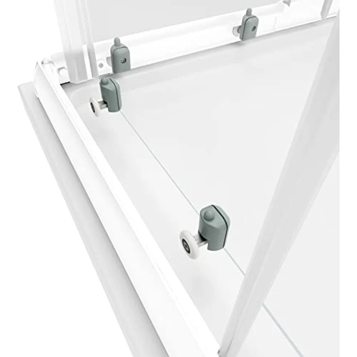 Schulte Eckdusche Corner, 180 cm Höhe, 80x80 cm, 4 mm Sicherheitsglas, Eckeinstieg mit Schiebetüren, Dekor Querstreifen, Alpinweiß – Bild 5