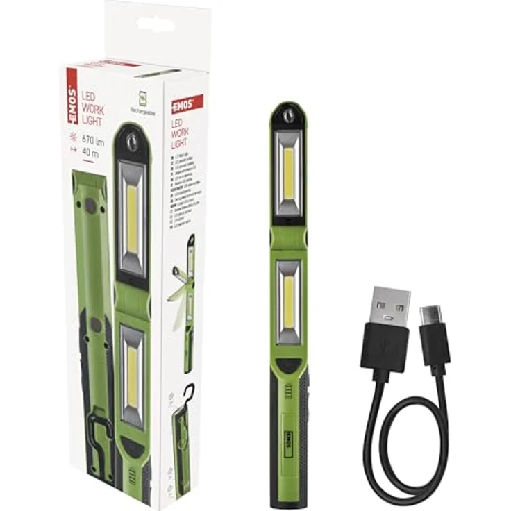 Emos LED Taschenlampe P4535, wiederaufladbar (670 lm, schwarz-grün) – Bild 6